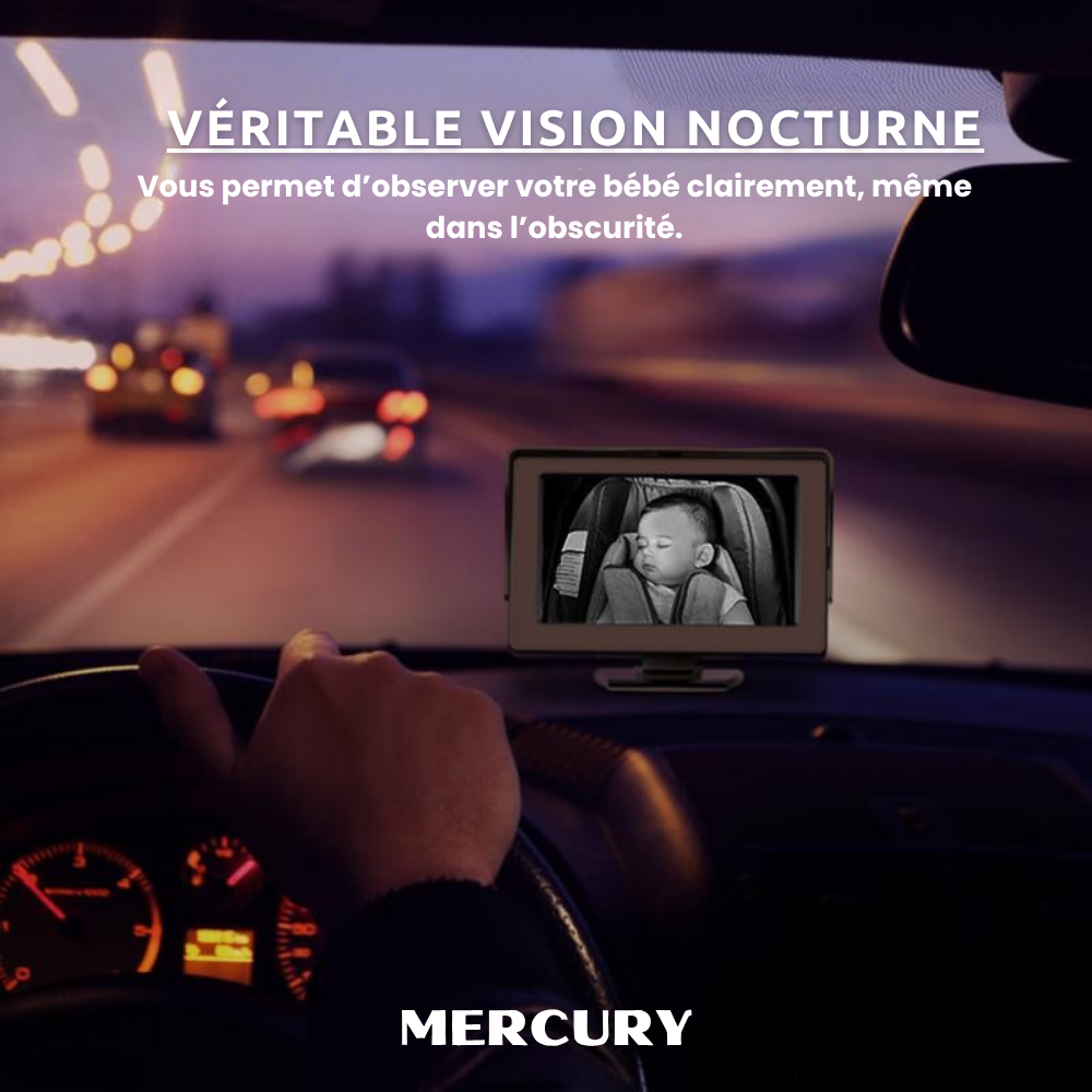 Rétroviseur de Voiture – MERCURY Moniteur Bébé avec Écran HD 4,3", Vision Nocturne, Vue Arrière Large et Claire