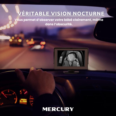 Rétroviseur de Voiture – MERCURY Moniteur Bébé avec Écran HD 4,3", Vision Nocturne, Vue Arrière Large et Claire