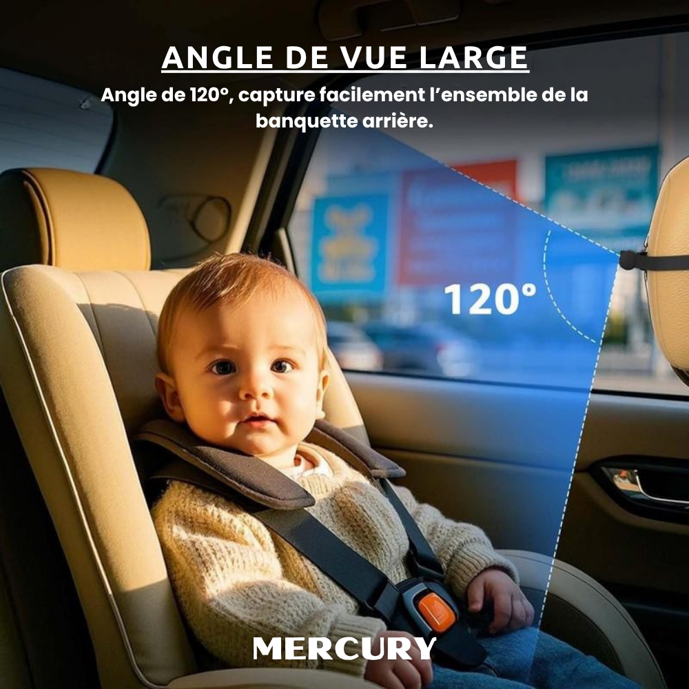 Rétroviseur de Voiture – MERCURY Moniteur Bébé avec Écran HD 4,3", Vision Nocturne, Vue Arrière Large et Claire
