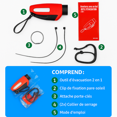 Brise-vitre d’urgence & Coupe-ceinture 2-en-1